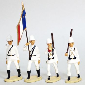 La Coloniale, casque colonial, en blanc, ensemble de 4 figurines