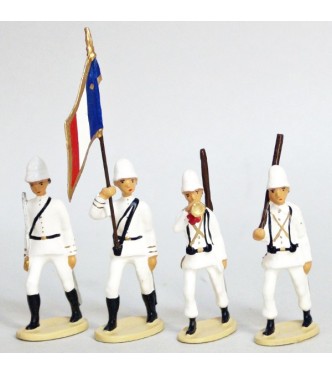 La Coloniale, casque colonial, en blanc, ensemble de 4 figurines