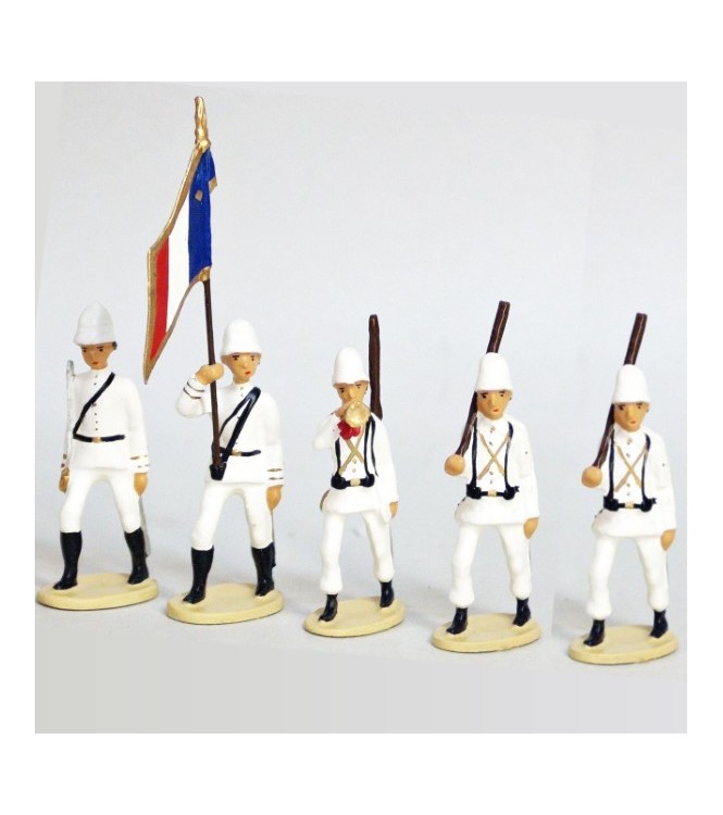 La Coloniale, casque colonial, en blanc, ensemble de 5 figurines