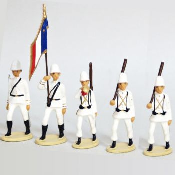 La Coloniale, casque colonial, en blanc, ensemble de 5 figurines