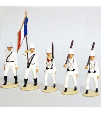 La Coloniale, casque colonial, en blanc, ensemble de 5 figurines
