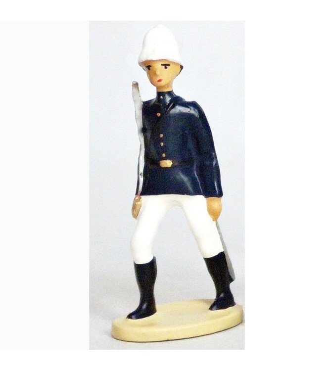 Officier - La Coloniale, casque colonial, en bleu et blanc