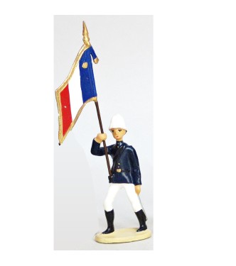 Drapeau - La Coloniale, casque colonial, en bleu et blanc