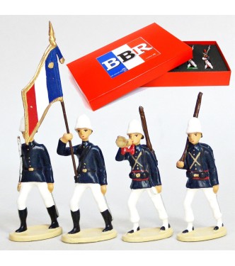 La Coloniale, casque colonial, en bleu et blanc, coffret de 4 figurines