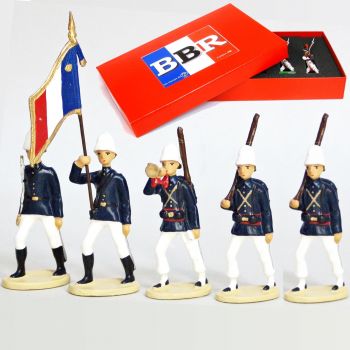 La Coloniale, casque colonial, en bleu et blanc, coffret de 5 figurines