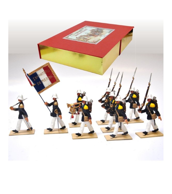 Infanterie de marine, tenue d'hiver, coffret de 9 figurines (1 Officier, 1 Drape