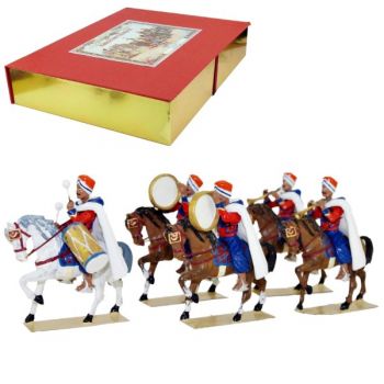 Nouba des Spahis Marocains, coffret de 5 figurines à cheval (1 Caisse claire, 2