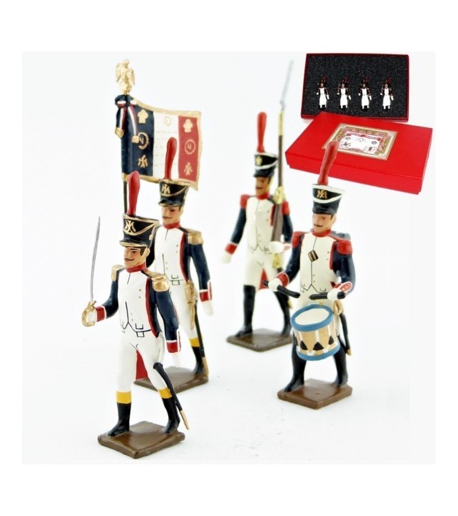 4 Figurines CBG Empire – Fusiliers École De Saint-Cyr 1812 – Plomb Peint