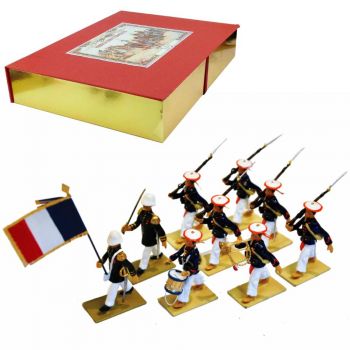 Tirailleurs Annamites, coffret de 9 figurines (1 Officier, 1 Drapeau, 1 Tambour,