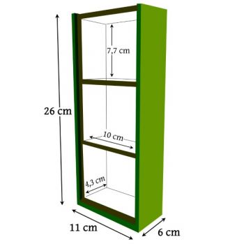 petite vitrine 3 étages (dim. 26 x 11 x 6 cm) vide et non décorée