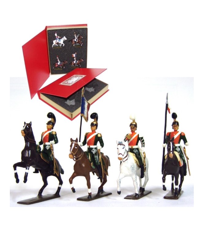 coffret de 4 cavaliers - Chevau-légers 2ème rgt (plastron orange) (1812)