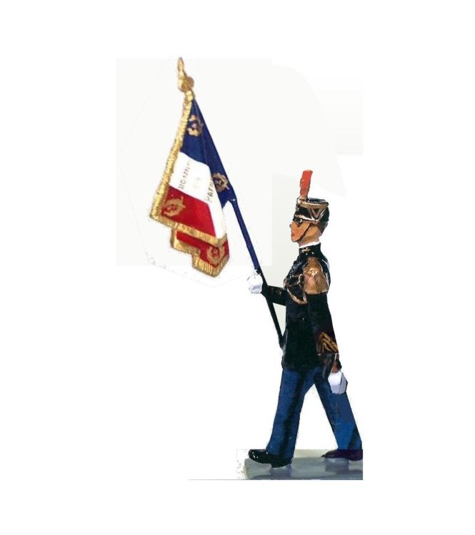 porte-drapeau de la Garde Républicaine au défilé
