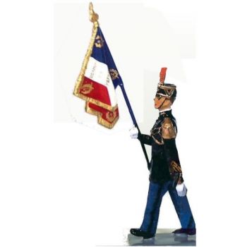 porte-drapeau de la Garde Républicaine au défilé