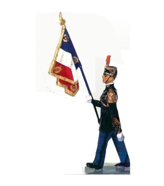 porte-drapeau de la Garde Républicaine au défilé