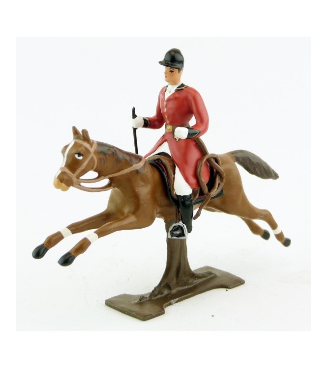 cavalier avec cravache sur cheval alezan au galop (sur tronc)