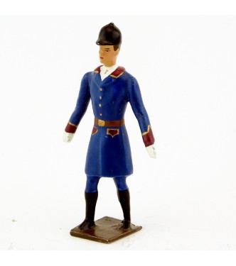 Veneur, manteau bleu Drapeau à parements bordeaux,