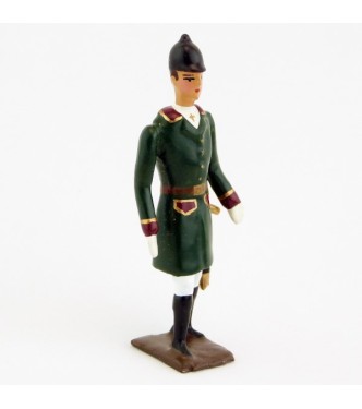 Veneur, manteau vert Russe à parements bordeaux,