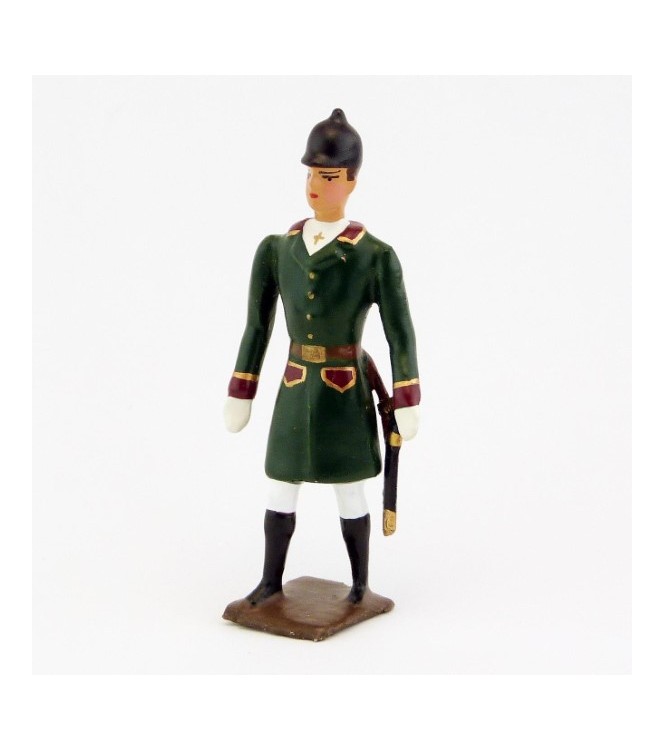 Veneur, manteau vert Russe à parements bordeaux,