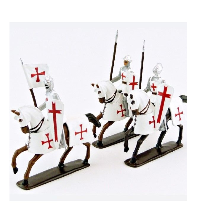 ensemble de 3 Templiers à cheval