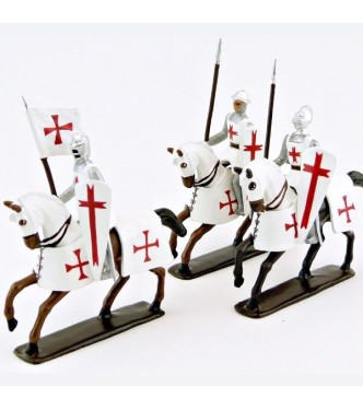 ensemble de 3 Templiers à cheval