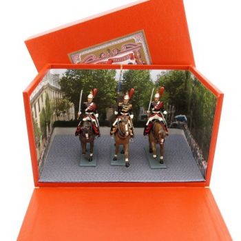 diorama « garde à l'étendard de la Garde Républicaine » (3 p. sur chevaux marr