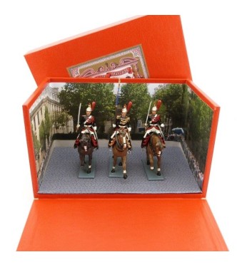 diorama « garde à l'étendard de la Garde Républicaine » (3 p. sur chevaux marr