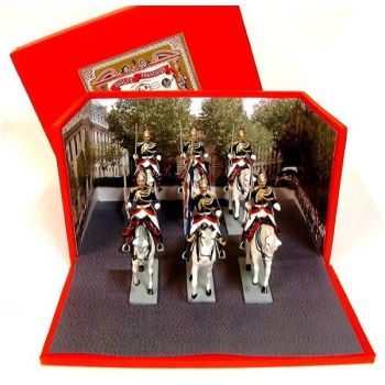 diorama « garde à l'étendard de la Garde Républicaine (6 p. sur chevaux blancs