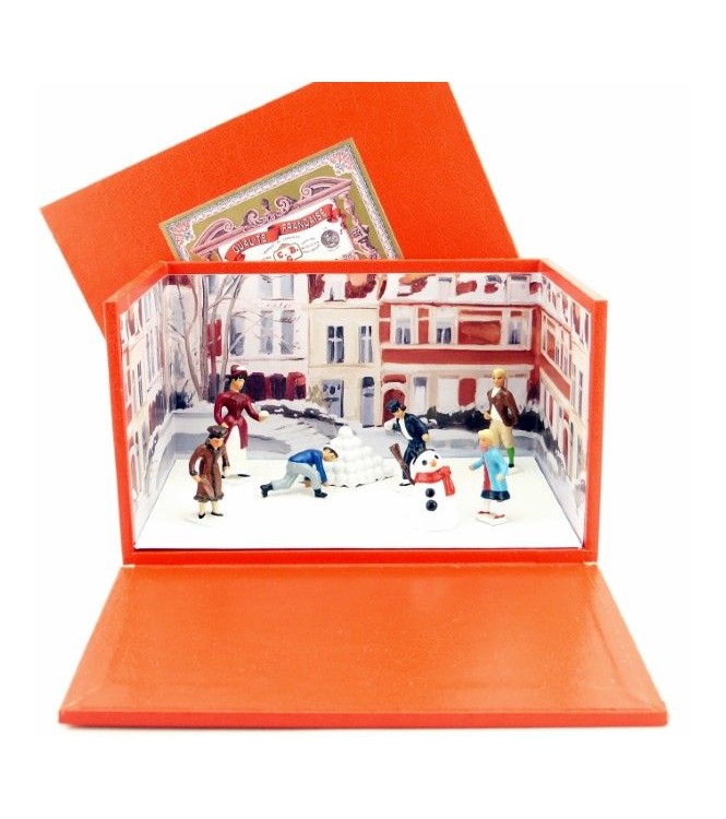 petit diorama ''la bataille de boules de neige'' (8 p.)