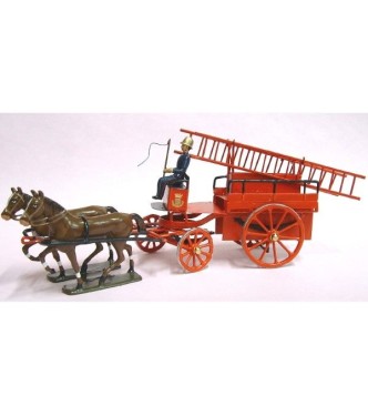 Echelles sur voiture hippomobile (2 chevaux, 1 pers.) en boite rouge