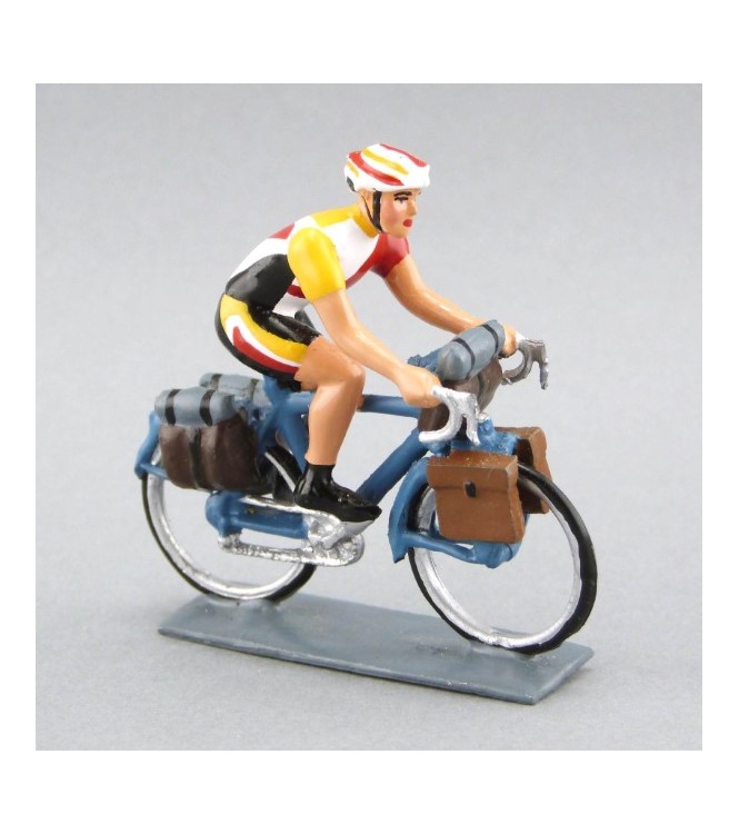 Cyclotouriste (Cyclo-randonneur), t-shirt rouge, jaune et blanc