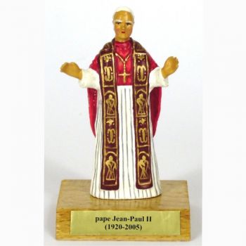 Jean-Paul II sur socle bois