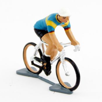 cycliste, maillot bleu et jaune (Rokado 1972)