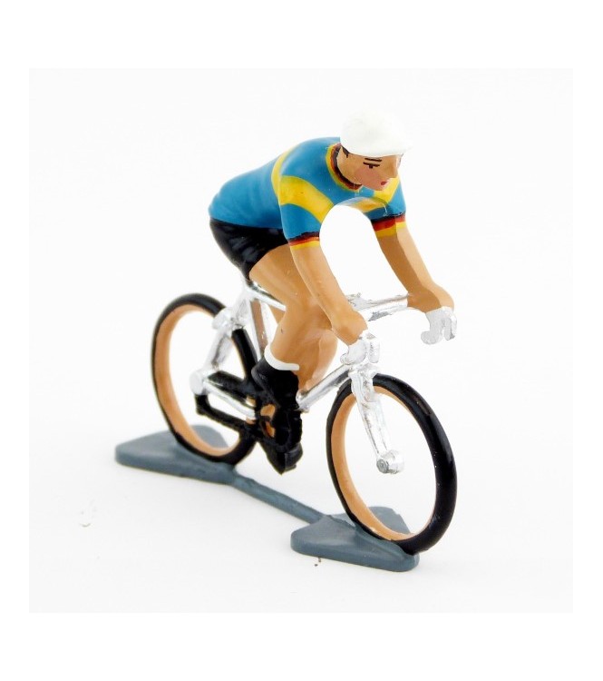 cycliste, maillot bleu et jaune (Rokado 1972)