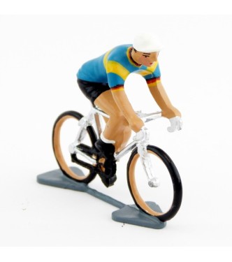 cycliste, maillot bleu et jaune (Rokado 1972)