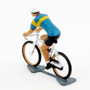 cycliste, maillot bleu et jaune (Rokado 1972)