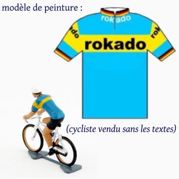 cycliste, maillot bleu et jaune (Rokado 1972)