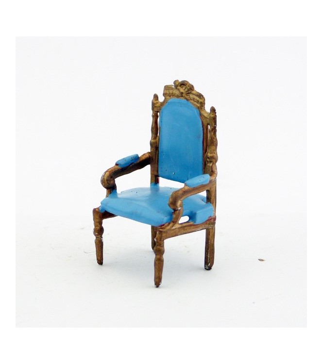 fauteuil bleu clair et or