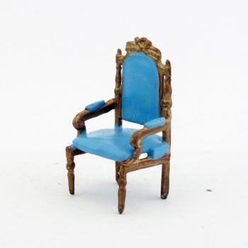 fauteuil bleu clair et or