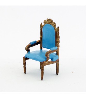 fauteuil bleu clair et or
