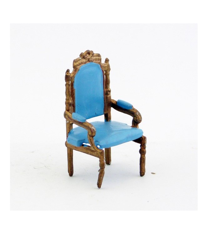 fauteuil bleu clair et or