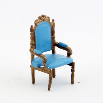 fauteuil bleu clair et or