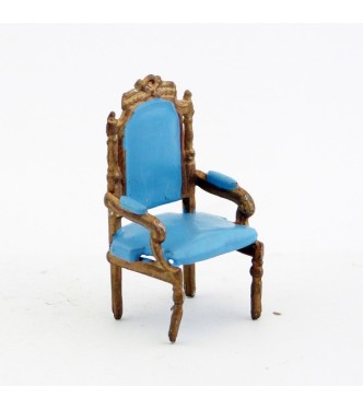 fauteuil bleu clair et or
