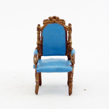 fauteuil bleu clair et or