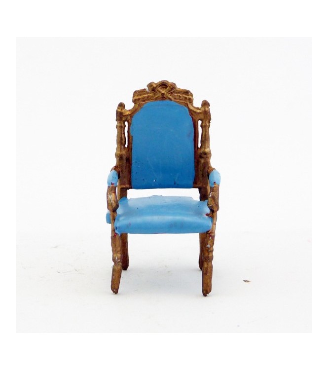 fauteuil bleu clair et or
