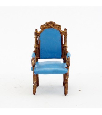 fauteuil bleu clair et or