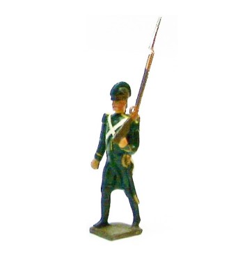 fantassin des chasseurs (1794), fusil sur l'épaule gauche