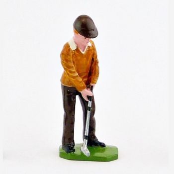 Golfeur au putting, pull marron - Golfeurs (S.E.A)