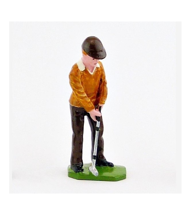 Golfeur au putting, pull marron - Golfeurs (S.E.A)