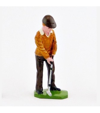 Golfeur au putting, pull marron - Golfeurs (S.E.A)