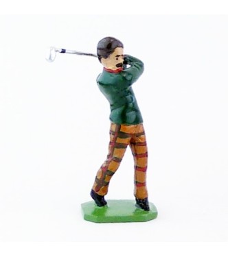 Golfeur, pull vert, en fin de swing - Golfeurs (S.E.A)